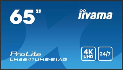 Image of iiyama Prolite LH6541UHS-B1AG Digital Signage Display 64.5 Inches 4K LED Panel UHD HDMI RS-232c RJ45 USB2.0 Media Player 24/7 164 cm Black