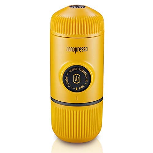 Image of WACACO Nanopresso Portable Espresso Maker, Upgrade Version of Minipresso, 18 Bar Pressure, Yellow Patrol Edition, Small Travel Coffee Maker, Manually Operated, Compatible with Ground Coffee