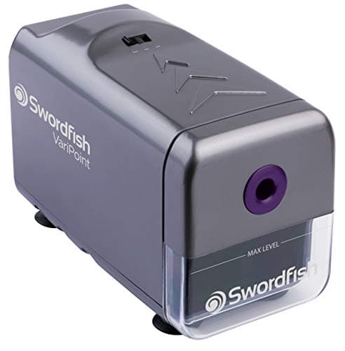 Image of Swordfish ‘VariPoint’ Electric Pencil Sharpener with Replaceable Helical Blade and Pencil Point Options [40232], Grey