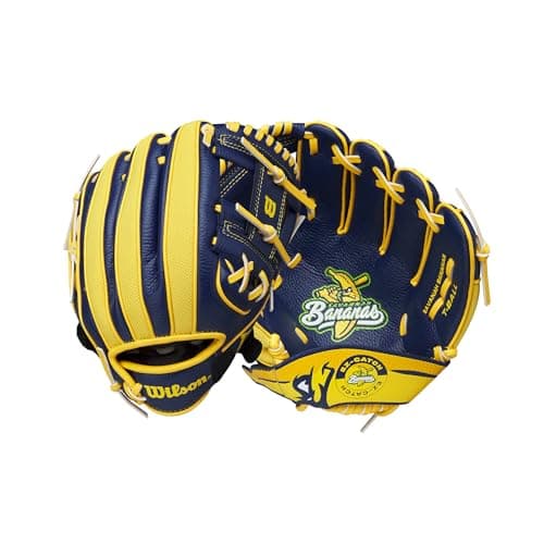 Image of Wilson 2024 A200™ EZ Catch™ Savannah Bananas 10” T-Ball Glove - Right Hand Throw,Navy/Yellow