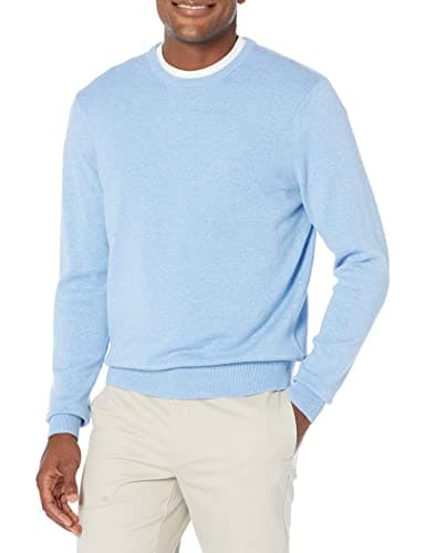 Image of Amazon Essentials Men's Crewneck Sweater (Available in Big & Tall), Light Blue Heather, Large