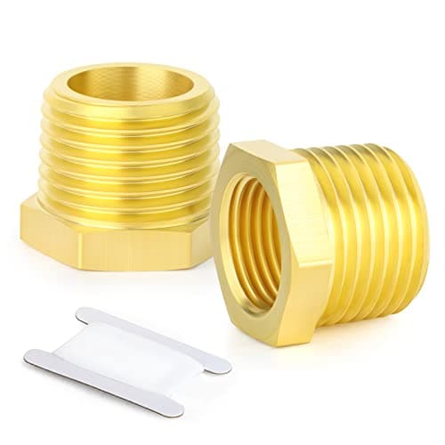 Image of ERGAOBOY 2 Pcs Brass Reducer Hex Bushing, 3/8" BSP Female to 1/2" BSP Male Thread, Reducing Convert Adapter Pipe Fitting
