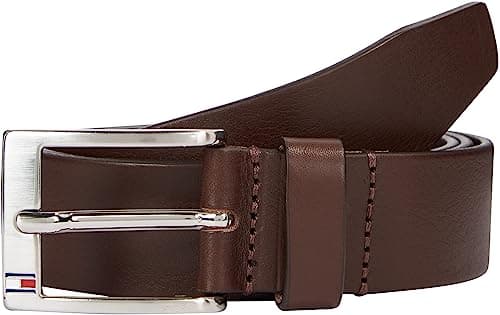 Image of Tommy Hilfiger Men’s New Aly Leather Belt, Brown (Testa Di Moro), 37.4 inches