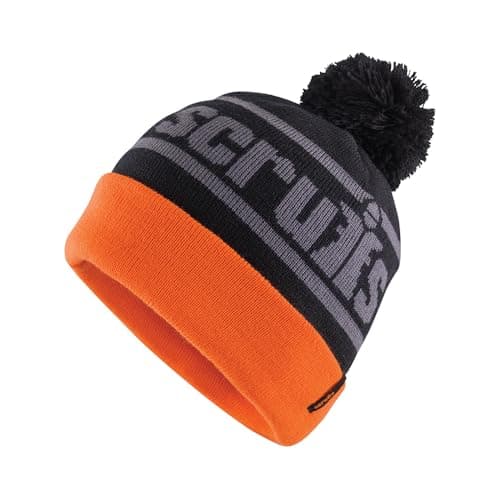 Image of Scruffs Trade Bobble Hat – Black & Orange Winter Beanie with 3M Insulation, Warm Knitted Work Hat, One Size (T55334)