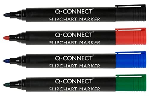Image of Q-Connect Flipchart Marker Pen Bullet Tip Assorted (Pack of 4)