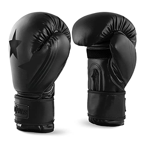 Image of Lions 10oz Boxing Gloves - Premium Rex Leather, Perfect for MMA Training Kickboxing Gloves, Punching Bag Focus Mitts, Muay Thai Boxing Gloves for Men Women Adults (Black, 10oz)