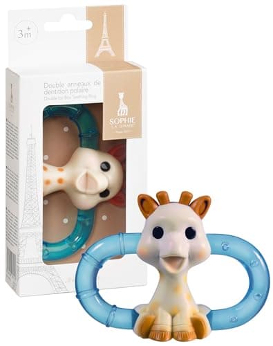 Image of Sophie la girafe Double Ice Bite Teething Ring, Cold Soothing Baby Teether with Easy to Grip Design. for Babies and Toddlers Ages 3m+