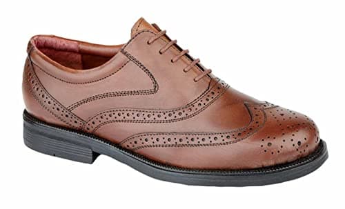 Image of Scimitar Mens Gents Leather Wide Fit Brogues Shoes Size 6-14 Brown (11)