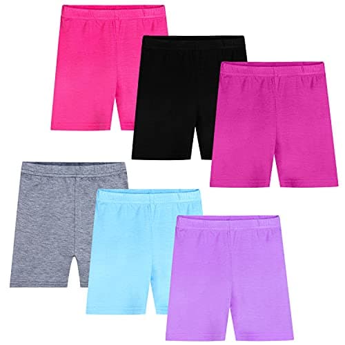 Image of Auranso Girls Dance Shorts Breathable and Comfy Kids Cycling Shorts 6 Pack Stretchy Dancing Bike Pants for Girl Sports Play Underdress 2-10 Years (Coloured 5, 8-10 Years)