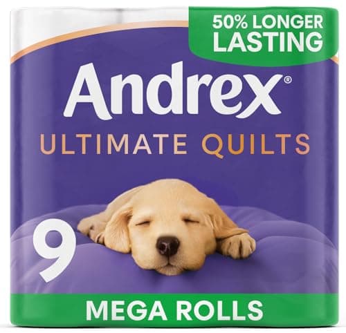 Image of Andrex Ultimate Quilts Toilet Tissue 9 Mega Toilet Rolls - 13.5 Air Pocket Technology for Soft, Thick Sheets (Previously Andrex Supreme Quilts Toilet Paper) 9 Mega Toilet Rolls