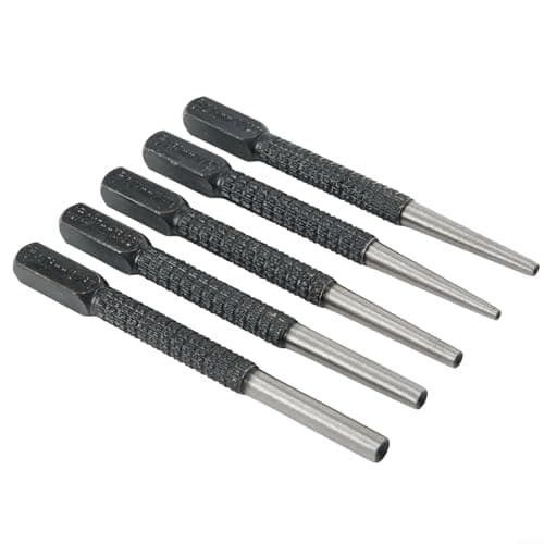 Image of TONIXY 5-Piece Nail Punch Set, Alloy Steel Knurled Body With Square Striking Head, 0.8Mm-4.8Mm Pin Punches For Wood Metal Plastic Labeling