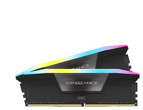 Image of CORSAIR VENGEANCE RGB DDR5 RAM 64GB (4x16GB) Up to 6000MHz CL36 Intel XMP iCUE Compatible Computer Memory - Black (CMH64GX5M4B6000C36)
