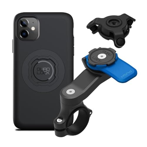 Image of QUAD LOCK Handlebar Mobile Phone Holder for Motorcycle with Vibration Damper and MAG Case for iPhone 11