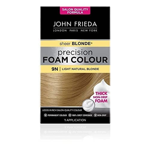 Image of John Frieda Sheer Blonde Precision Foam Colour 9N Light Natural Blonde Hair Dye for Blonde Hair, Non-Drip Permanent Hair Colour, 100% Grey Coverage
