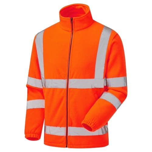 Image of Hi Vis Viz Visibility Fleece Jacket with Zip Fastening Safety Work Mens Warm Top (X-Large, Orange)