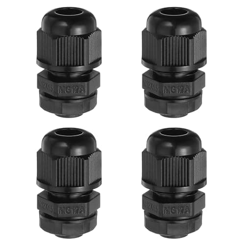 Image of sourcing map 4 Pcs M12 Cable Gland, 4.5-8mm Wire Hole Waterproof Nylon Joint for Cable Fixing, Wiring, Repairing, Gland Replacement, Electrical Appliances, Black