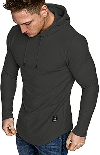 Image of AIYINO Mens Fashion Athletic Hoodies Sport Sweatshirt Solid Color Fleece Pullover L Dark Grey