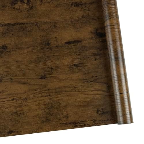 Image of Abyssaly Wood Effect Vinyl Self Adhesive Wallpaper - Brown Oak Sticky Back Plastic Roll - Removable Waterproof Vinyl Wrap for Furniture Covering Kitchen Counter Cupboards 40 x 300 cm