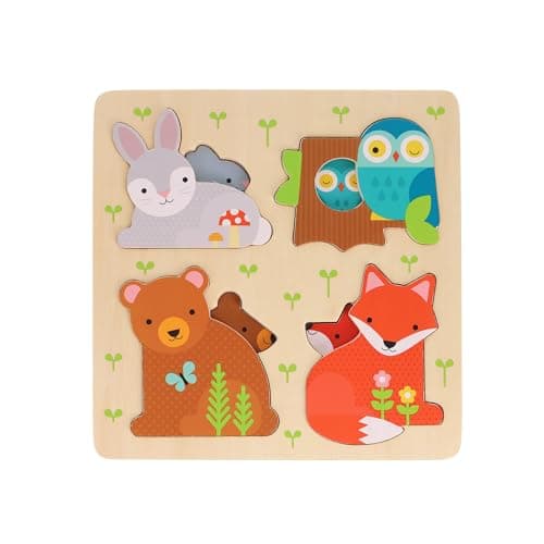 Image of Petit Collage: Reveal Puzzle You are My Baby | 8-piece Layered Puzzle with Chunky Wooden Pieces | Match The Baby to The Parent |Great for Ages 2+