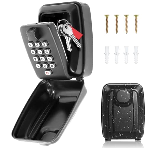 Image of Gekufa Key Safe Outdoor Police Approved and Preferred, Key Lock Box Wall Mounted Outside with Code, 12-Digit Combination Keysafe Lockbox for Home Garage Office Warehouse