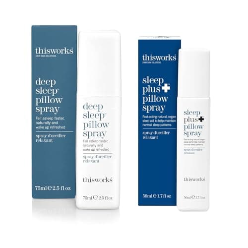 Image of This Works The Award Winning No.1 Natural Deep Sleep Pillow Spray 75ml with Sleep Plus Pillow Spray, Motion-Activated Lavender Sleep Spray Designed for Restless Sleepers 50ml, Worth Over £42