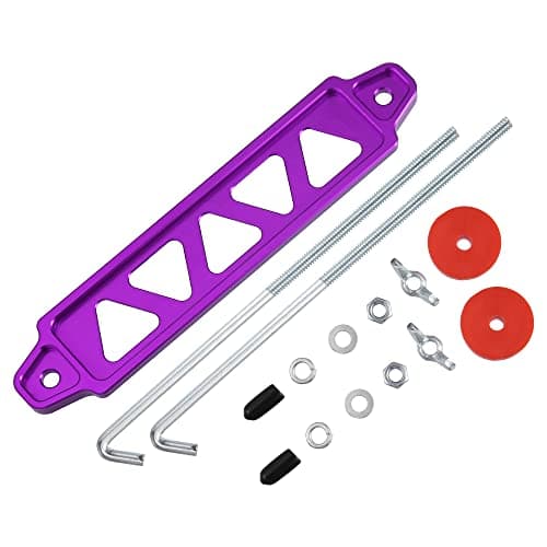 Image of X AUTOHAUX 1 Set Car Battery Hold Down Bracket Kit with 8in J Bolts Purple