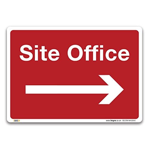 Image of Site Office Arrow Right Sign - A3 1mm Rigid Plastic Sign - Construction Site Safety