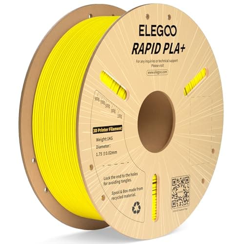 Image of ELEGOO Rapid PLA Plus Filament 1.75mm Yellow 1KG, PLA+ 3D Printer Filament Up to 600 mm/s High Speed Printing, Dimensional Accuracy +/- 0.02 mm, 1kg Cardboard Spool(2.2lbs)