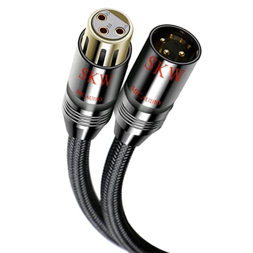Image of SKW ZD01-5M Microphone cable, XLR male to female, 3-pin balanced XLR cable for mixer, live broadcast, karaoke, sound card, mixer, speaker, outdoor performance (5 m, 1 pcs/set)