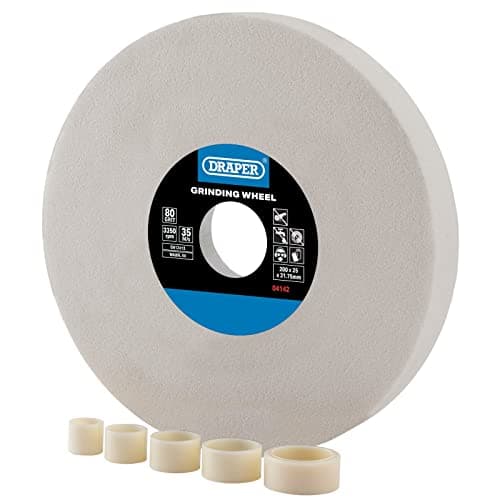Image of Draper 04142 Aluminium Oxide Bench Grinding Wheel, 200 x 25mm, 80G, White