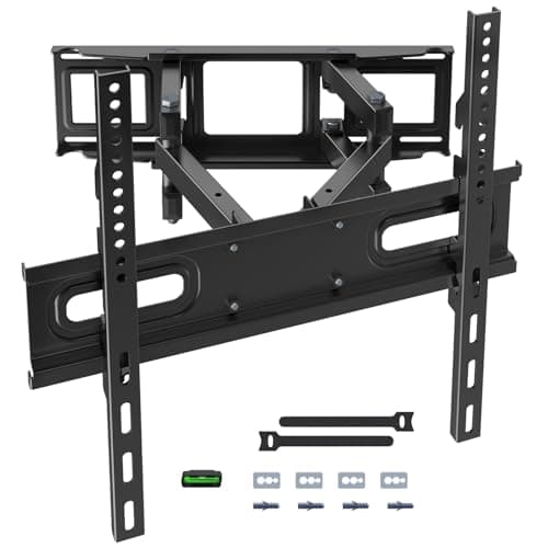 Image of PUTORSEN TV Wall Bracket Swivel Tilt, Ultra Strong Double Arm Full Motion TV Mount for 32-70 Inch Flat&Curved TVs, Holds up to 50 kg, Max VESA 400x400mm, Bubble Level, Cable Ties Included