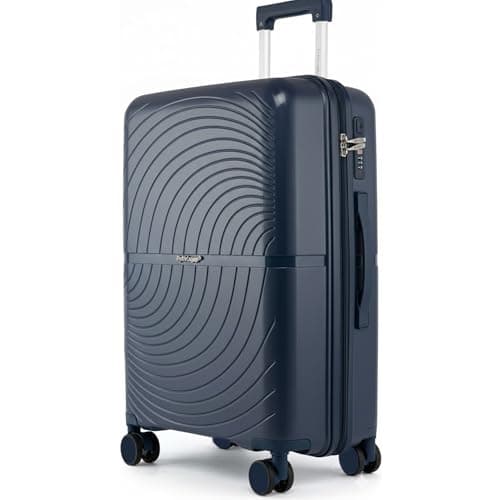 Image of Fly Kite Luggage 24 Inch Medium Suitcase 100% Polypropylene, Hard Shell with Aluminium Trolley Handle Real TSA 3 Digit Secure Lock 360° Smooth Wheels Lightweight Suitcase|Blue
