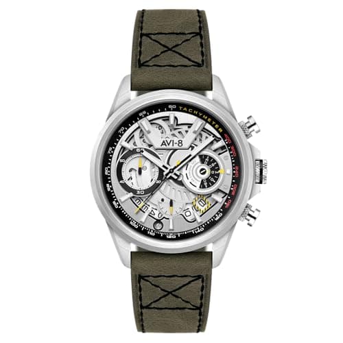 Image of AVI-8 Men's 44mm Hawker Harrier Matador Chronograph Storm Grey Watch with Leather Strap AV-4125-01