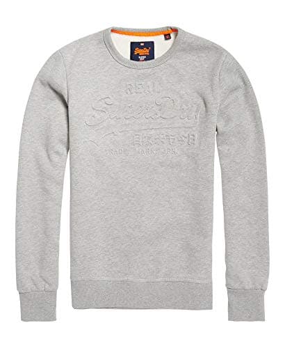 Image of Superdry Men Vintage Logo Embossed Crew Neck Sweatshirt Grey Marl (XXX-Large)