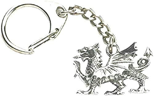 Image of Welsh Wales Dragon Keyring Solid Pewter Metal Souvenir Gift Key Chain Ring