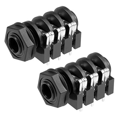 Image of sourcing map PCB Mount 6.35mm 6 Pin Socket Headphone Stereo Jack Audio Video Connector Black 2Pcs