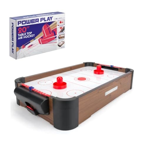 Image of Power Play | Air Hockey Table Game, Wooden Portable Table Toys Game for Kids and Adults, 20inches, Brown