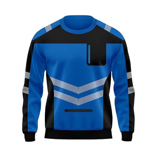 Image of TORO ACTIVA Mens Hi Vis Pullover Pockets Crew Neck Cuffed Sweatshirt Safety Work Wear Reflective Tape High Visibility Security Top S-2XL Black Blue