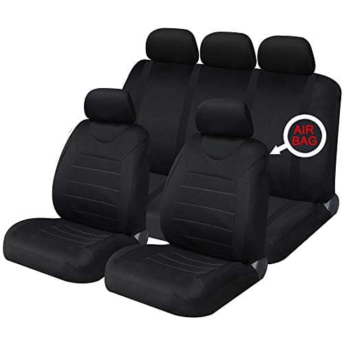 Image of Sakura Car Seat and Headrest Covers Carnaby Black SS5397 - Full Set Universal Size Elasticated Hems Side Airbag Compatible Washable Easy Fit