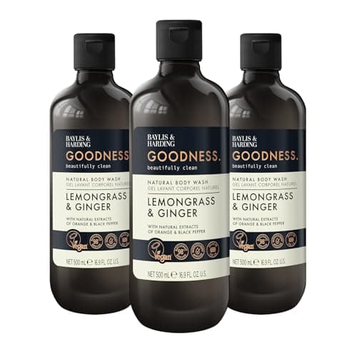 Image of Baylis & Harding Goodness Lemongrass and Ginger Body Wash, 500 ml (Pack of 3) - Vegan Friendly