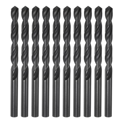 Image of sourcing map 10pcs Jobber Drill Bits 8mm (5/16") Nitride Coated High Speed Steel (HSS) 4241 Twist Drill Bits for Stainless Steel Copper Aluminum Alloy Metal Wood Plastic, Black
