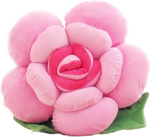 Image of YELAN Rose Flower Pillow Floor Pillow Cute Plush Chair Cushion Sofa Bed Pillow Room Decorative Pillows (Pink, 40cm)