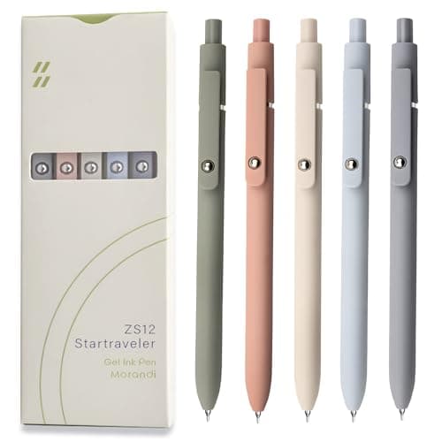 Image of Gel Pens, 0.5mm Japanese Black Ink Fine Point Smooth Writing Pens, High-End Series Retractable Pens for Journaling Note Taking, Cute Office School Supplies Gifts for Women (5 Pcs Morandi)