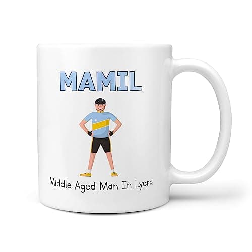 Image of TeHe Gifts - MAMIL Middle Aged Man in Lycra Cycling Cyclist Bike Funny Novelty 10oz Gift Mug