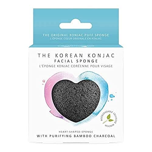 Image of The Konjac Sponge Co Heart-Shaped Facial Sponge with Purifying Bamboo Charcoal