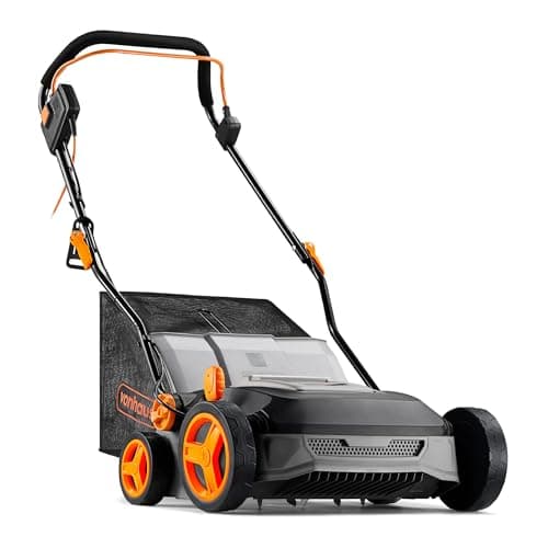 Image of VonHaus Lawn Scarifier/Aerator/Rake Electric 1600W – for Dethatching/Raking Grass of Thatch, Moss, Dead Leaves and Aerates Soil – 45L Collection Box, 10m Cable, 6 Cutting Heights, 37cm Working Width