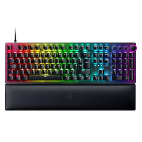 Image of Razer Huntsman V2 (Purple Switch) - Optical Gaming Keyboard with Near-Zero Input Latency (Clicky Optical Switches, Doubleshot PBT Keycaps, Ergonomic Wrist Rest) US Layout | Black