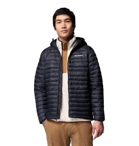 Image of Columbia Men's Powder Pass Hooded Jacket, Hooded Puffer Jacket, Black, X-Large