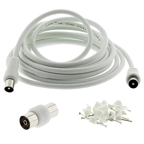 Image of 3C2V TV Coaxial Cable 20M - Nickel Plated RF Coax Extension Lead for Freesat, Aerial Socket, Freeview, Sat,DVD,VCR,SKY, Smart U-HD TV, Virgin, BT, Antenna Box, Y Splitter, Signal Booster 20 Meter