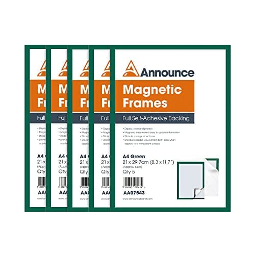 Image of Announce Magnetic Frames A4 Green (Pack of 5) AA07543